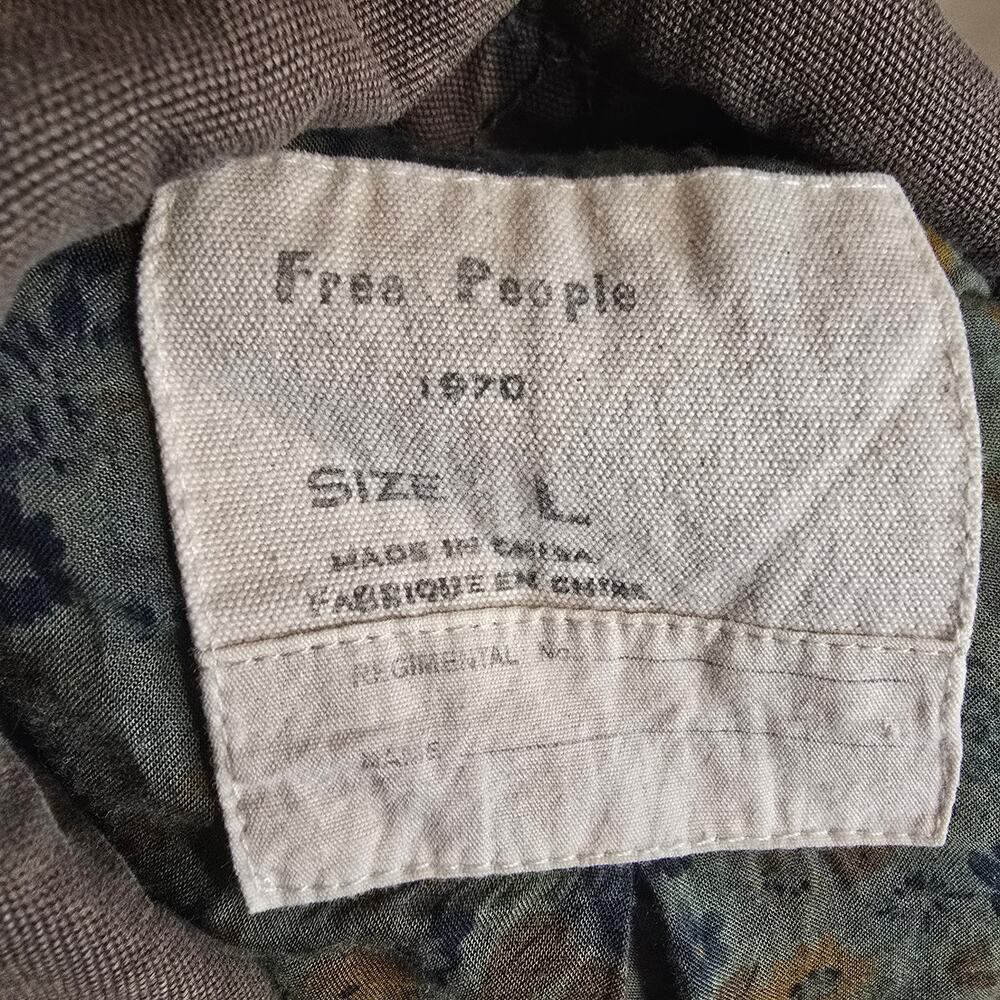 Women's Free People Green Full Zip Military Jacket Coat | Size Large - Picture 12 of 12